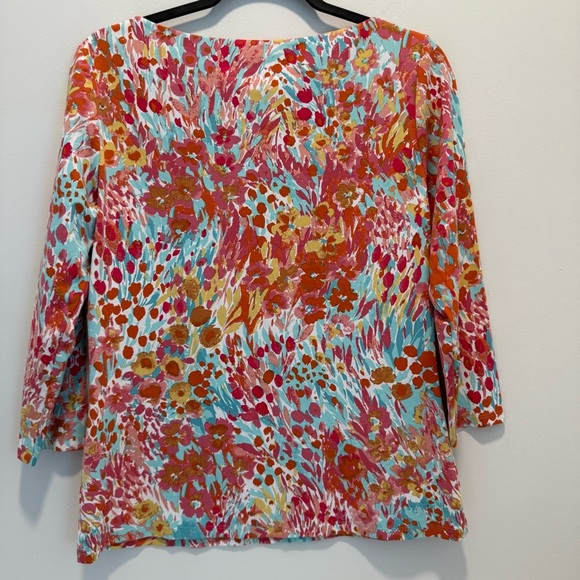 J. Mclaughlin Catalina Cloth 3/4 Sleeve Crewneck Floral Top Size M - Picture 3 of 7